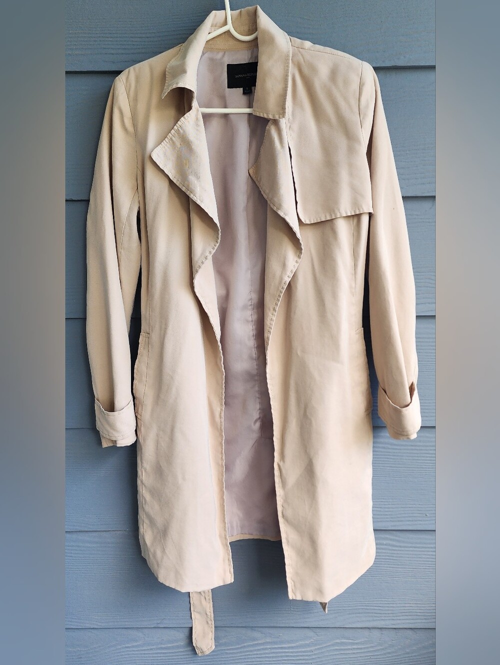 Banana Republic Light Beige Open-Front Trench Coat Sz S